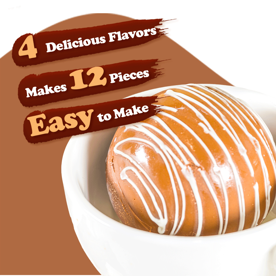 CHOCOLATE BOMB MAKING KIT – 12 Pieces | Hot Cocoa Bomb Kit (4 Flavors)